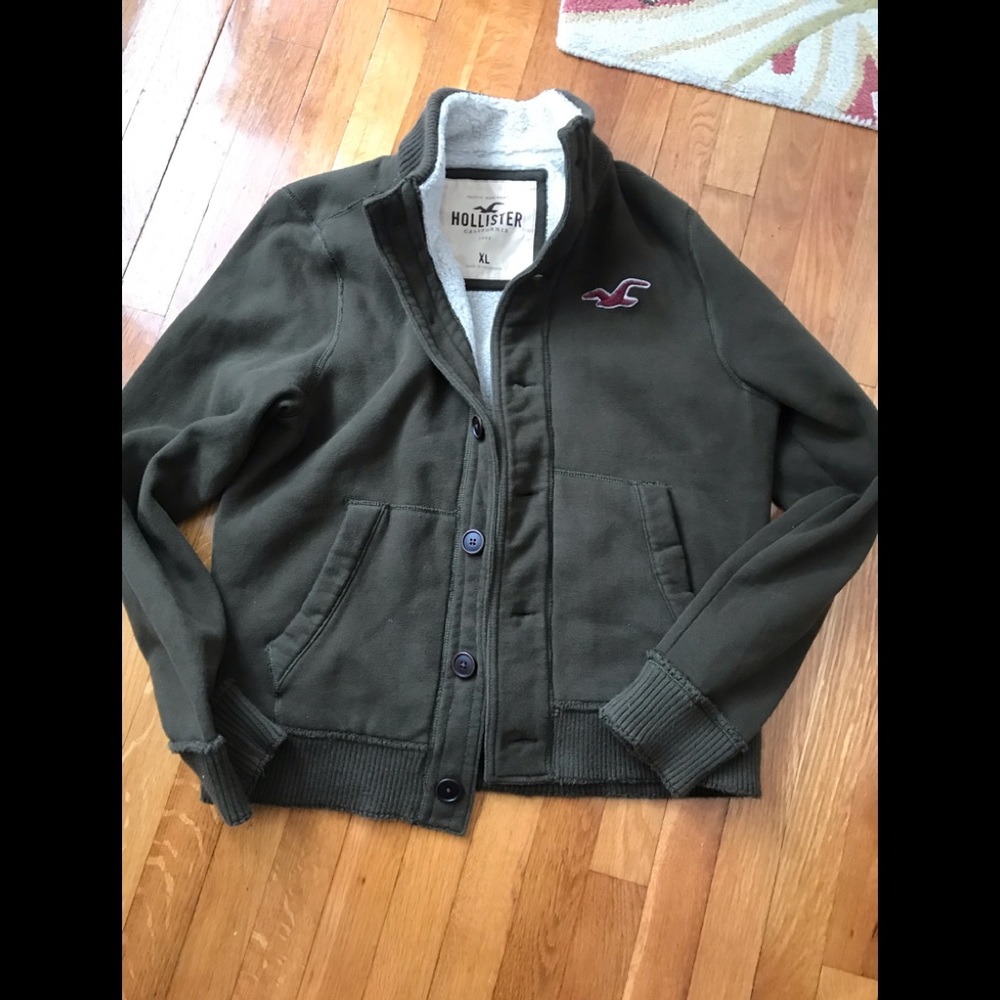 Warm Army Green Hollister Sweater Jacket XL